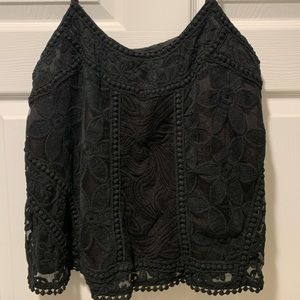 Black lace cami crop top